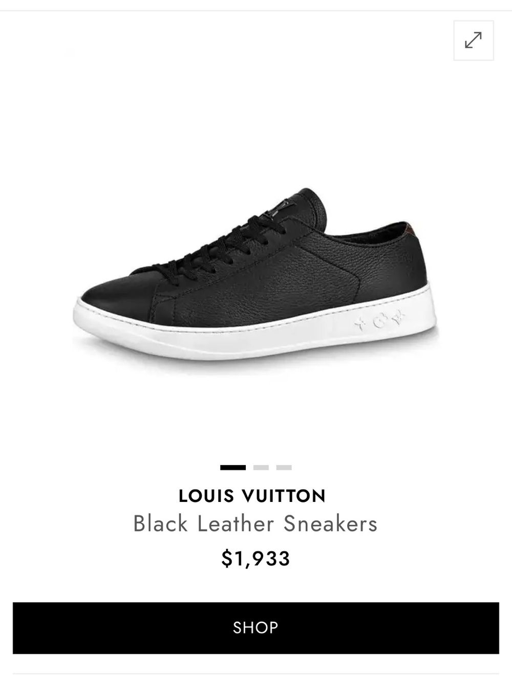 Louis Vuitton Black resort Leather Low-Top Sneakers with White Sole